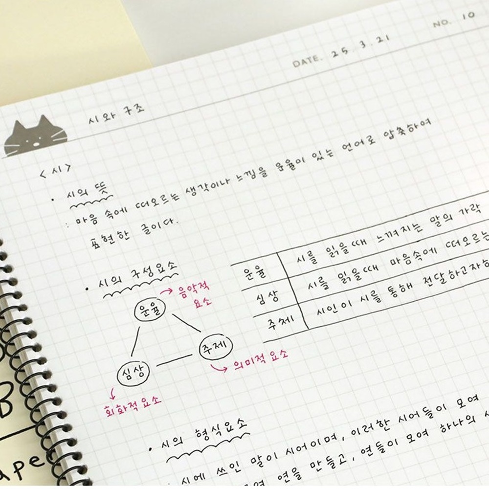 화이트 B5 스프링 중학생 노트 그리드 모눈종이 노트 5mm 모눈 필기 공책 이미지 6