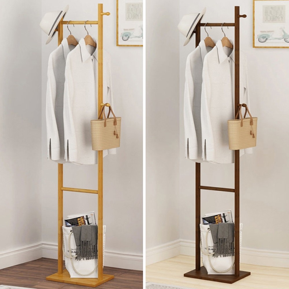 뱀부 우드 심플 행거 공간활용 현관 거실 대나무 원목행거 옷걸이 스탠드