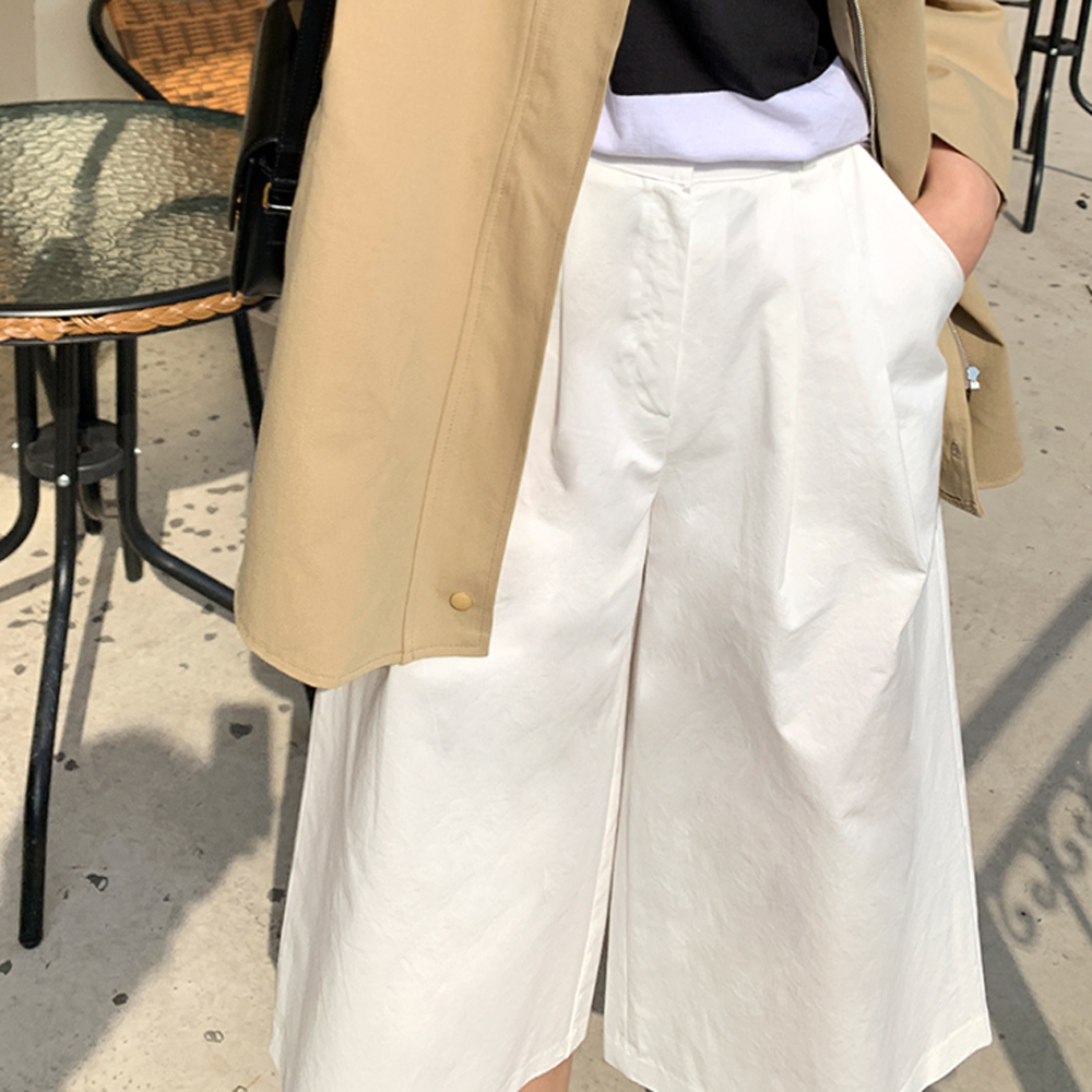 유리트 핀턱 와이드 코튼 팬츠 - 상세 이미지 2