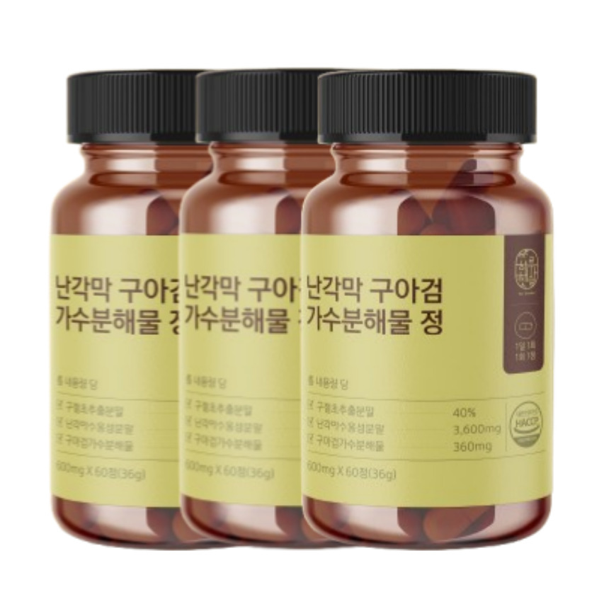 하루햇살 난각막 구아검 가수분해물 600mg x 60정 3통 6개월분 - 상품 이미지