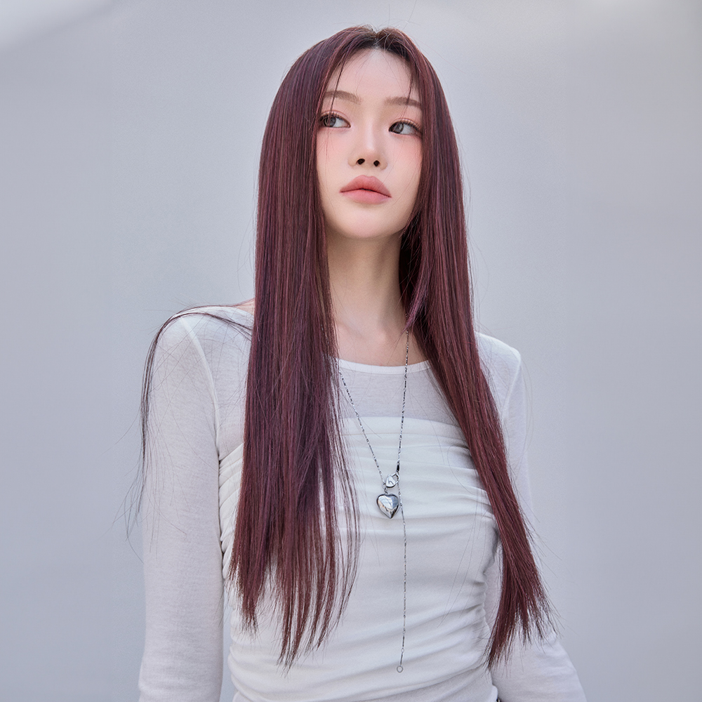 수제 통가발 스트레이트 25인치 슬릭컷 버건디 - 상품 이미지