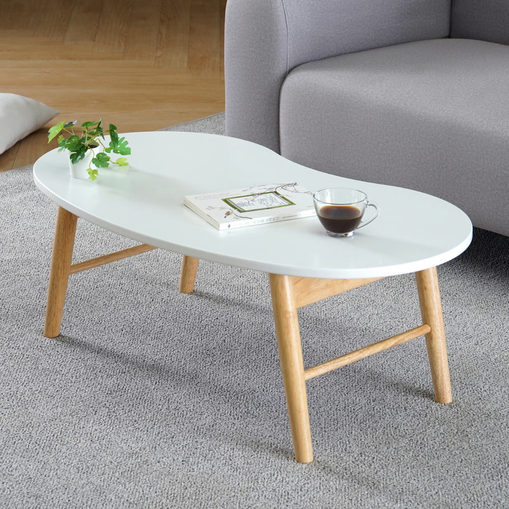 원목 접이식 좌식 테이블 거실 소파 좌탁 밥상 700x500mm, 화이트