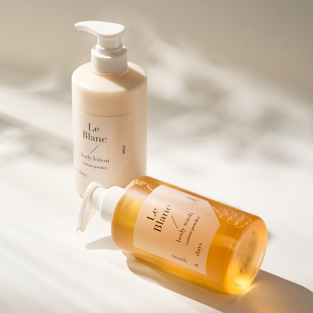 [바디 SET] 먼스앤데이즈 퍼퓸케어 바디워시 500ml+로션 500ml 2종, 르 블랑(베이비파우더) - 상세 이미지 2