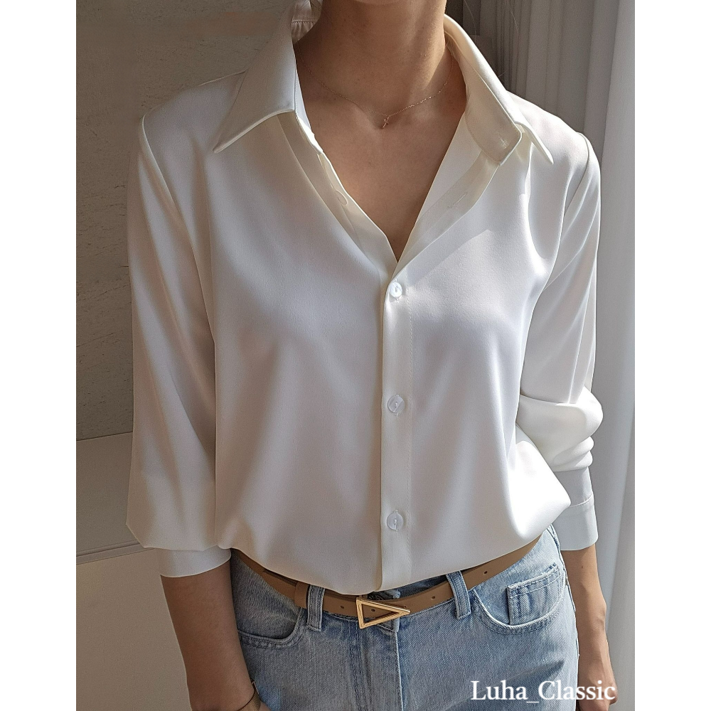 새틴블라우스 실키 실크 흰색 하늘색 핑크 검정 베이지 봄 가을