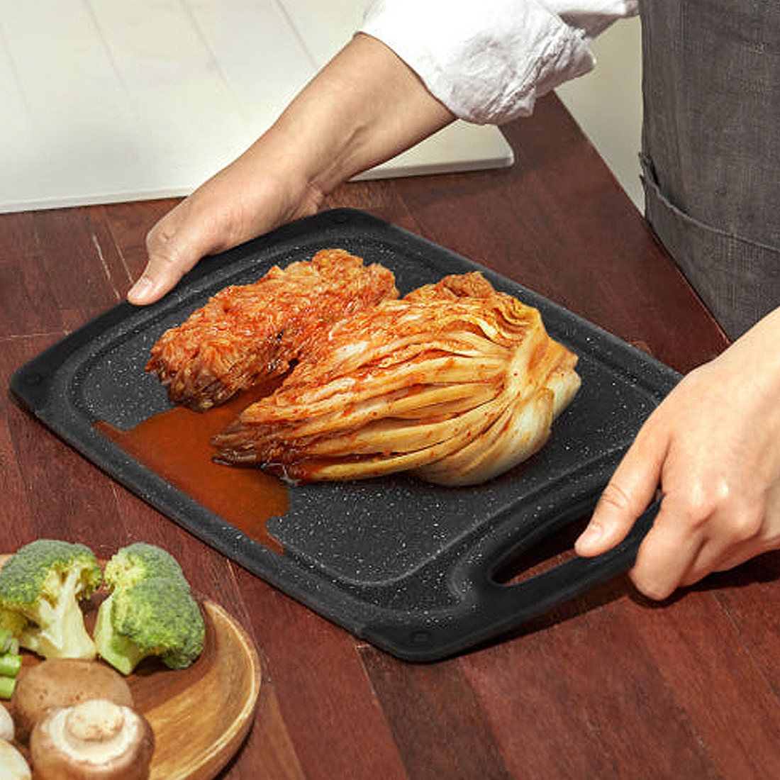 착색없는 논슬립 블랙 도마 바겐슈타이거 주방 캠핑 도마 3size 이미지 7