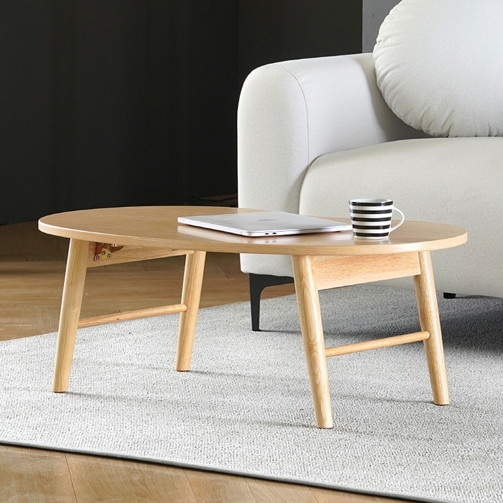 원목 접이식 좌식 테이블 거실 소파 좌탁 밥상 900x500mm, 내추럴