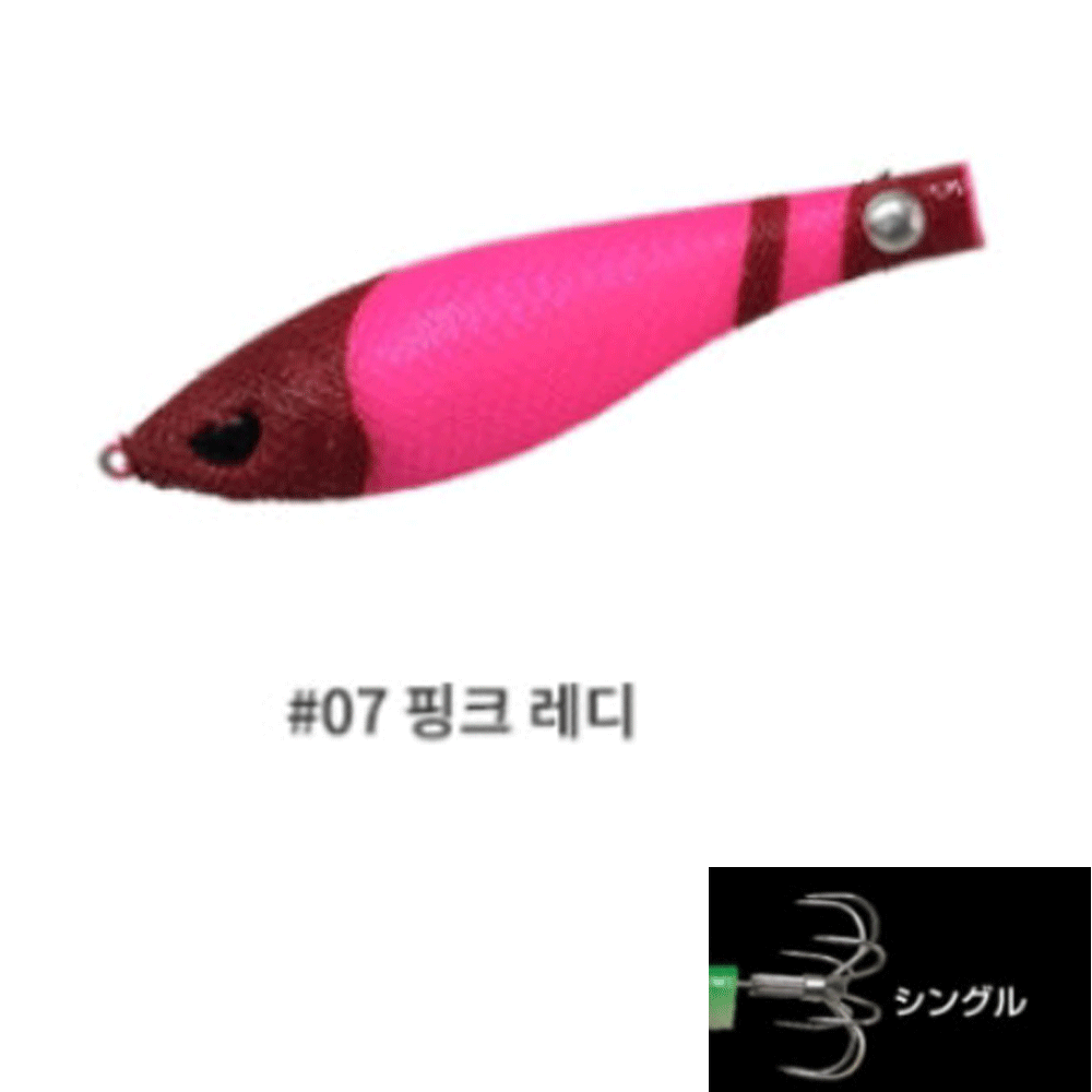 대원낚시 칸지 타쿤 타코 수평 문어 채비 왕눈이 삼바리 에기 슷테 싱글 훅 핑크레드 - 상품 이미지