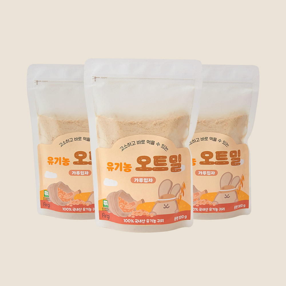 퍼기 유기농 오트밀 아기 초기 중기 미음 가루입자 300g 3P