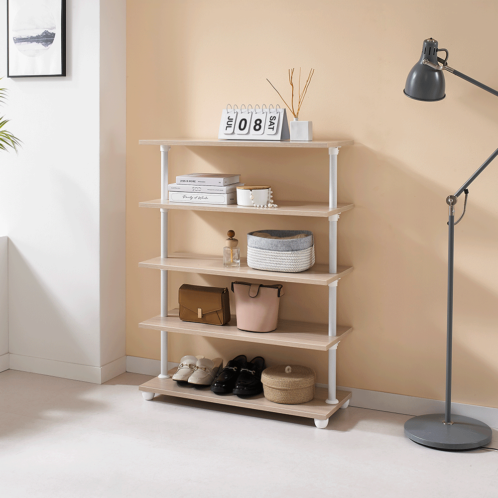 EASYON 이지온 국민튼튼 원목 인테리어 선반 수납장 WESW 다용도 800x300x1000mm, 5단, 오크 - 상품 이미지