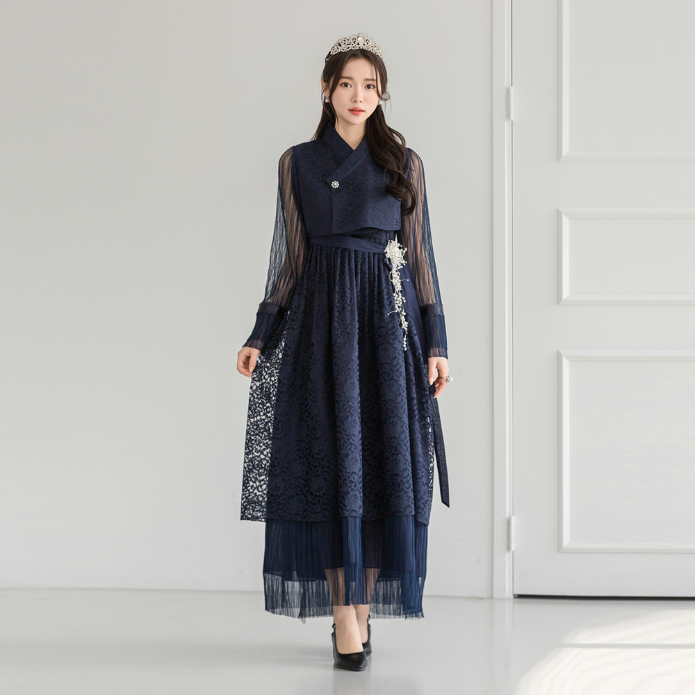 민한복 136번 이자벨 생활한복 드레스 원피스 웨딩 파티 퓨전 철릭 개량 여성 돌잔치