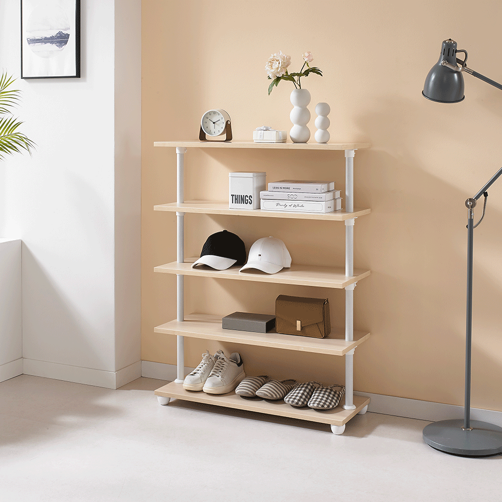 EASYON 이지온 국민튼튼 원목 인테리어 선반 수납장 WESW 다용도 800x300x1000mm, 5단, 메이플 - 상품 이미지