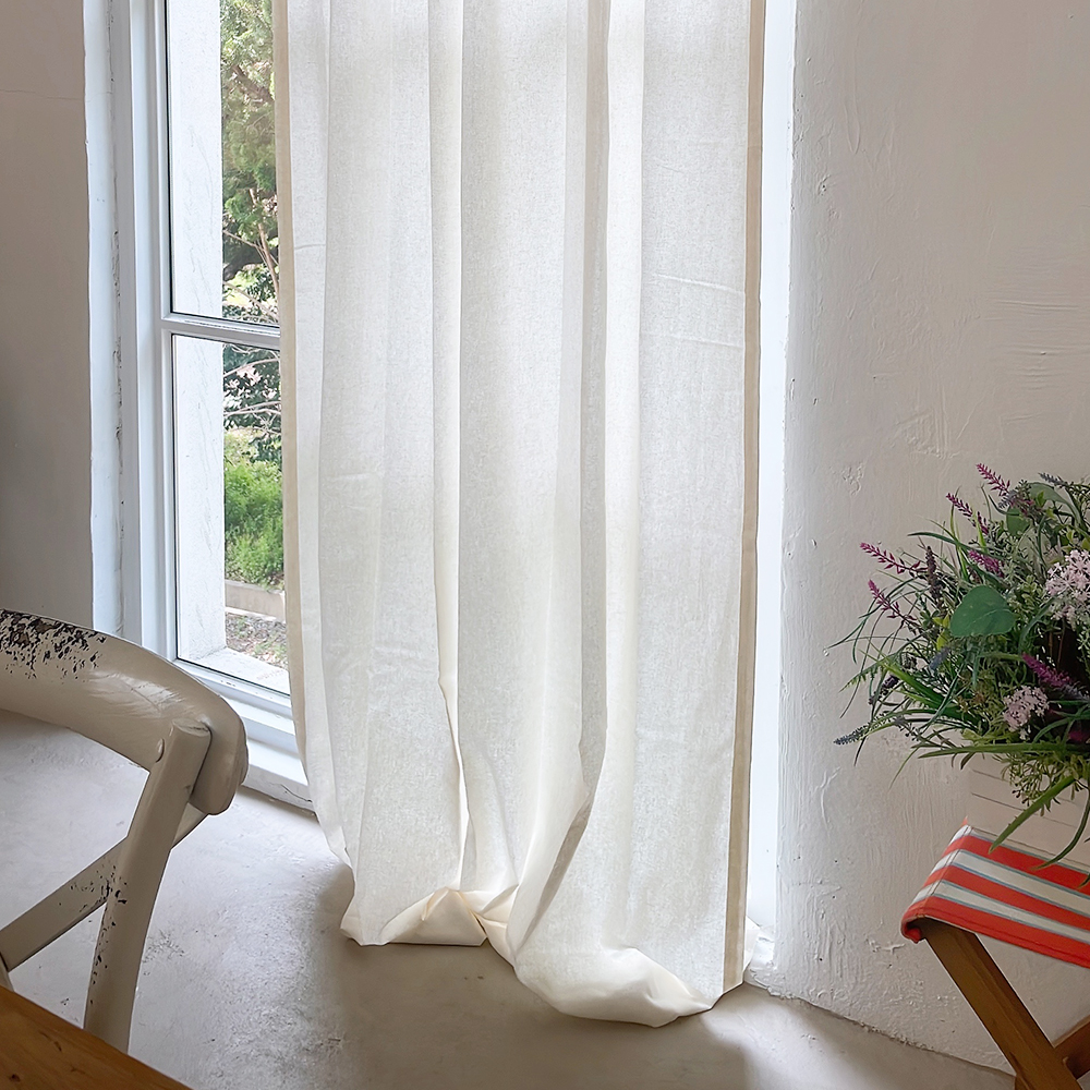 린넨 무지 커튼 - 크림 아이방 빈티지 맞춤커튼 핀커튼