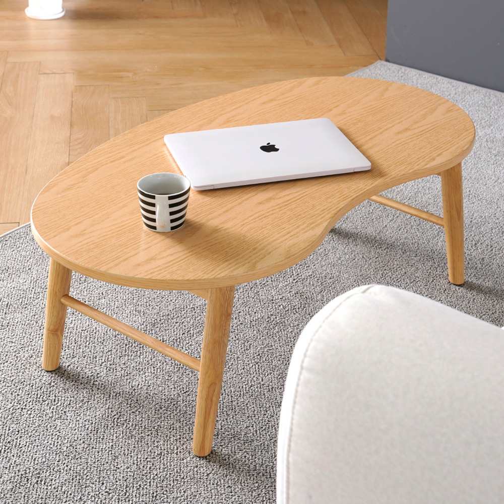 원목 접이식 좌식 테이블 거실 소파 좌탁 밥상 900x500mm, 내추럴