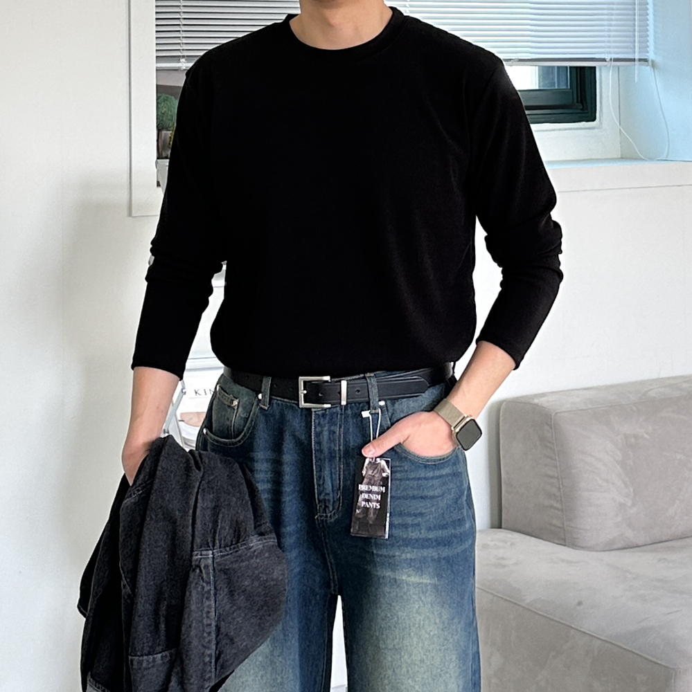 1+1 남자 긴팔티 빅사이즈 이너 레이어드 티셔츠 - 상품 이미지