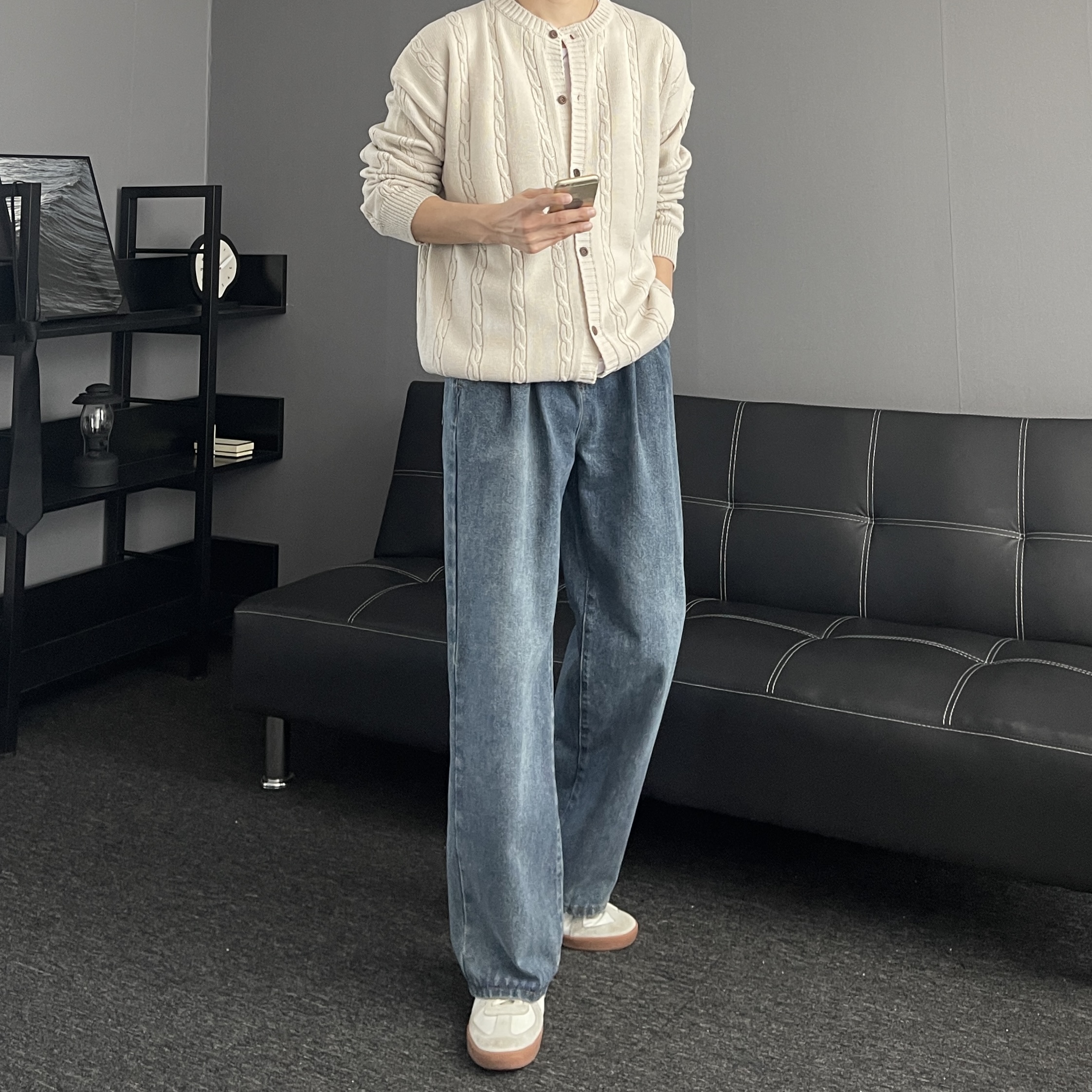 남자라운드가디건 남자오버핏가디건 - 상세 이미지 3