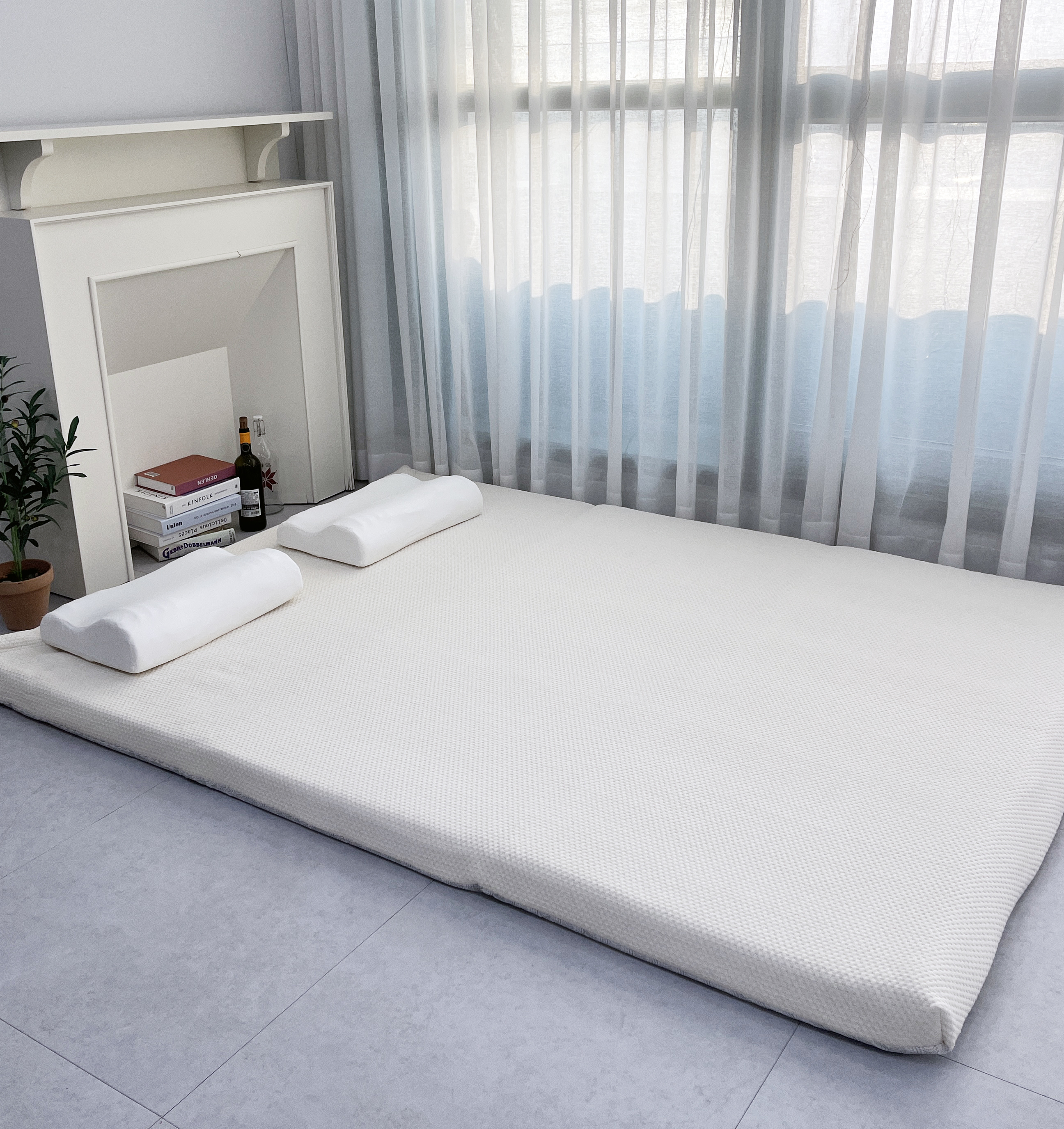 탑토퍼 매트리스 단단한 딱딱한 바닥 허리에좋은 침대 원룸 디스크 하드 싱글 베이지