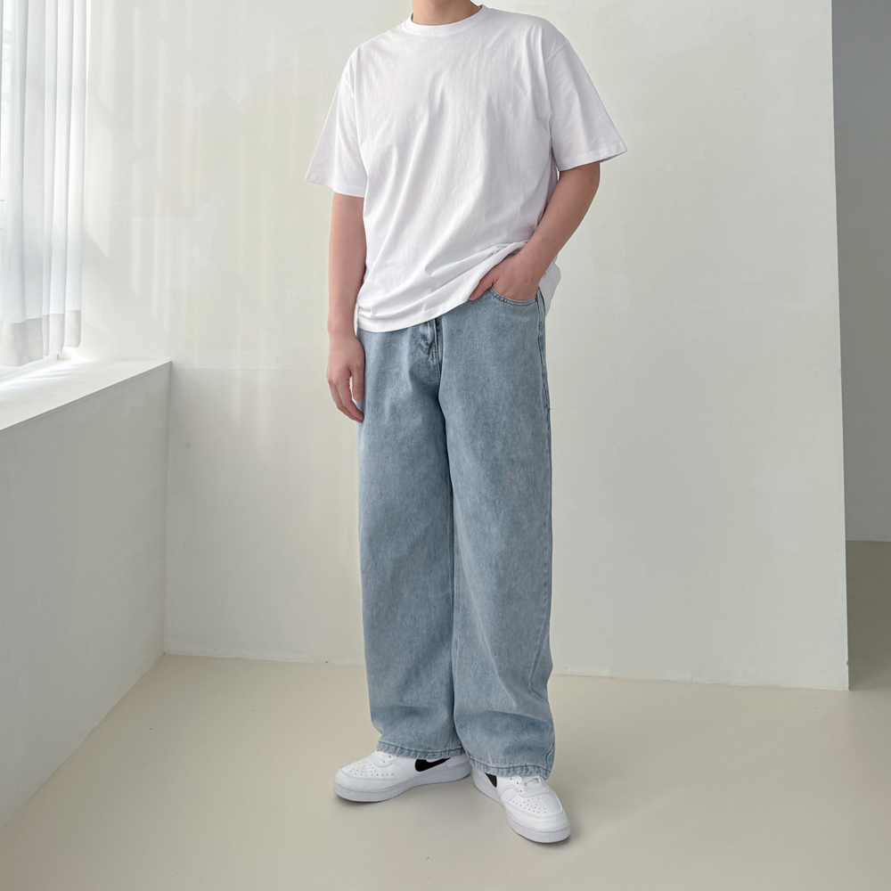흰색면티 남자 오버핏반팔 흰티 두꺼운반팔티 - 상세 이미지 5