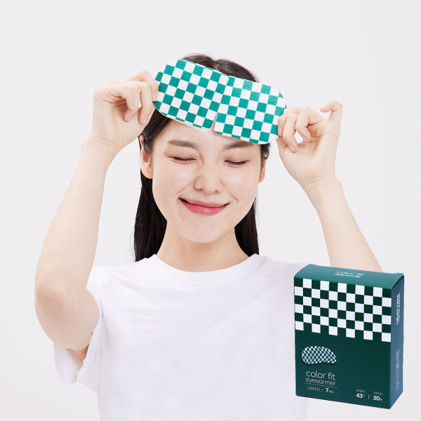 히트템 레인보우 온열 수면 안대 체커보드 그린 (7매입/1box) - 메인 이미지