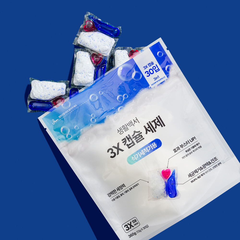 생활백서 3X 식기세척기세제 액체 캡슐 식세기세제 30입