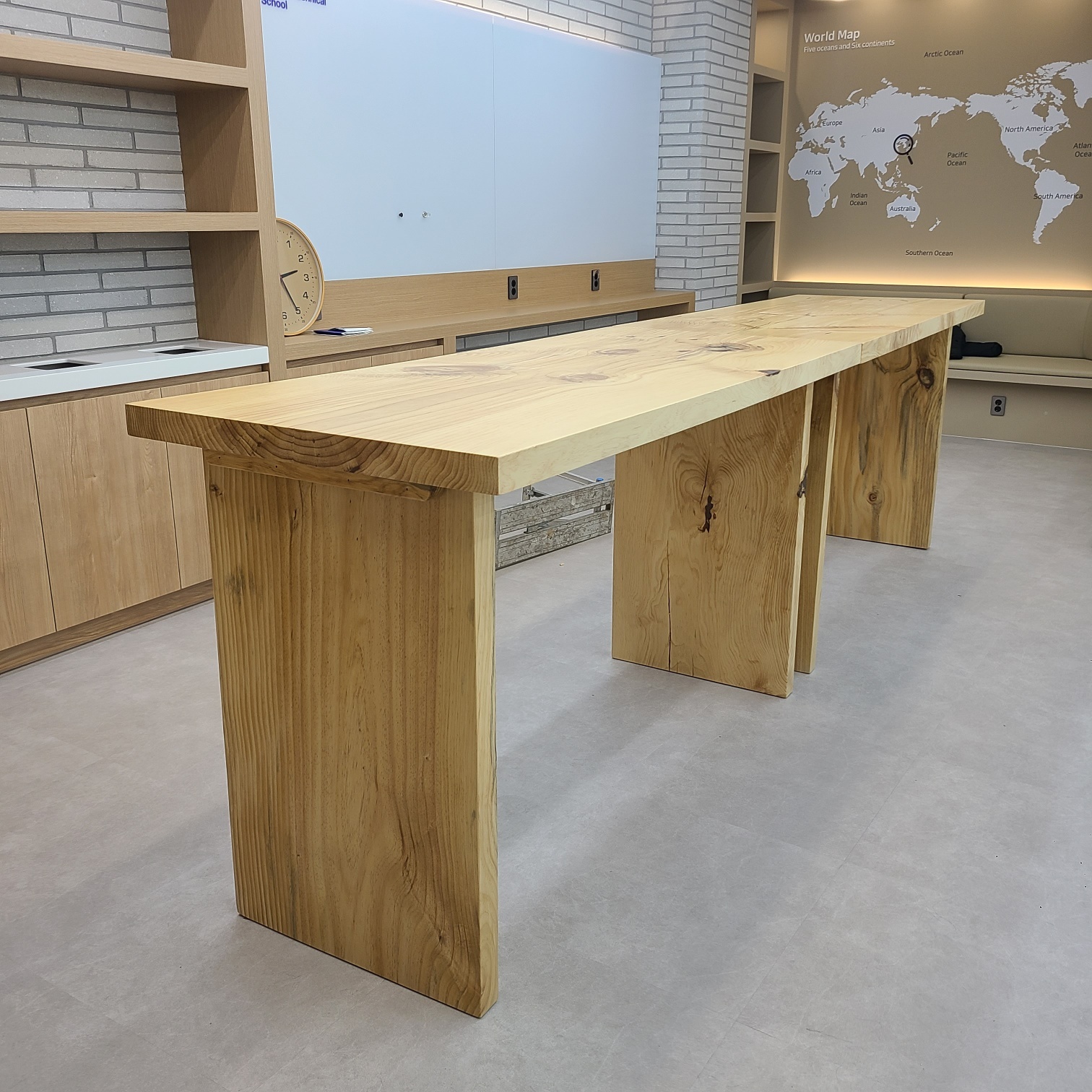 [뉴송 우드슬랩] 6인용 W1800 식탁 / ㄱ 원목다리 (스타벅스테이블) ALL-WOOD  원목다리프레임