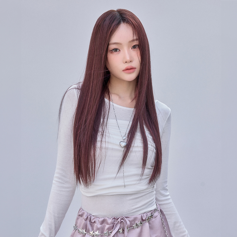 수제 통가발 스트레이트 25인치 슬릭컷 버건디 - 상세 이미지 2