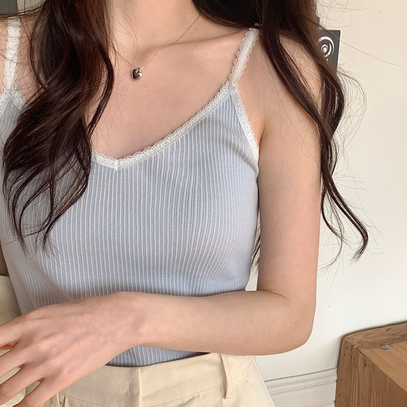 소네아 브이넥 골지 레이스 나시 ts4333 - 상세 이미지 3