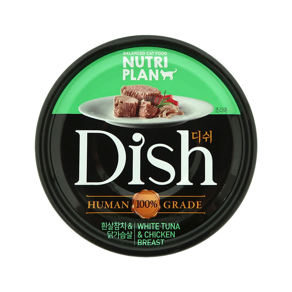동원 뉴트리플랜 디쉬 고양이 습식 간식캔 흰살참치 닭가슴살, 85g, 1개 - 메인 이미지
