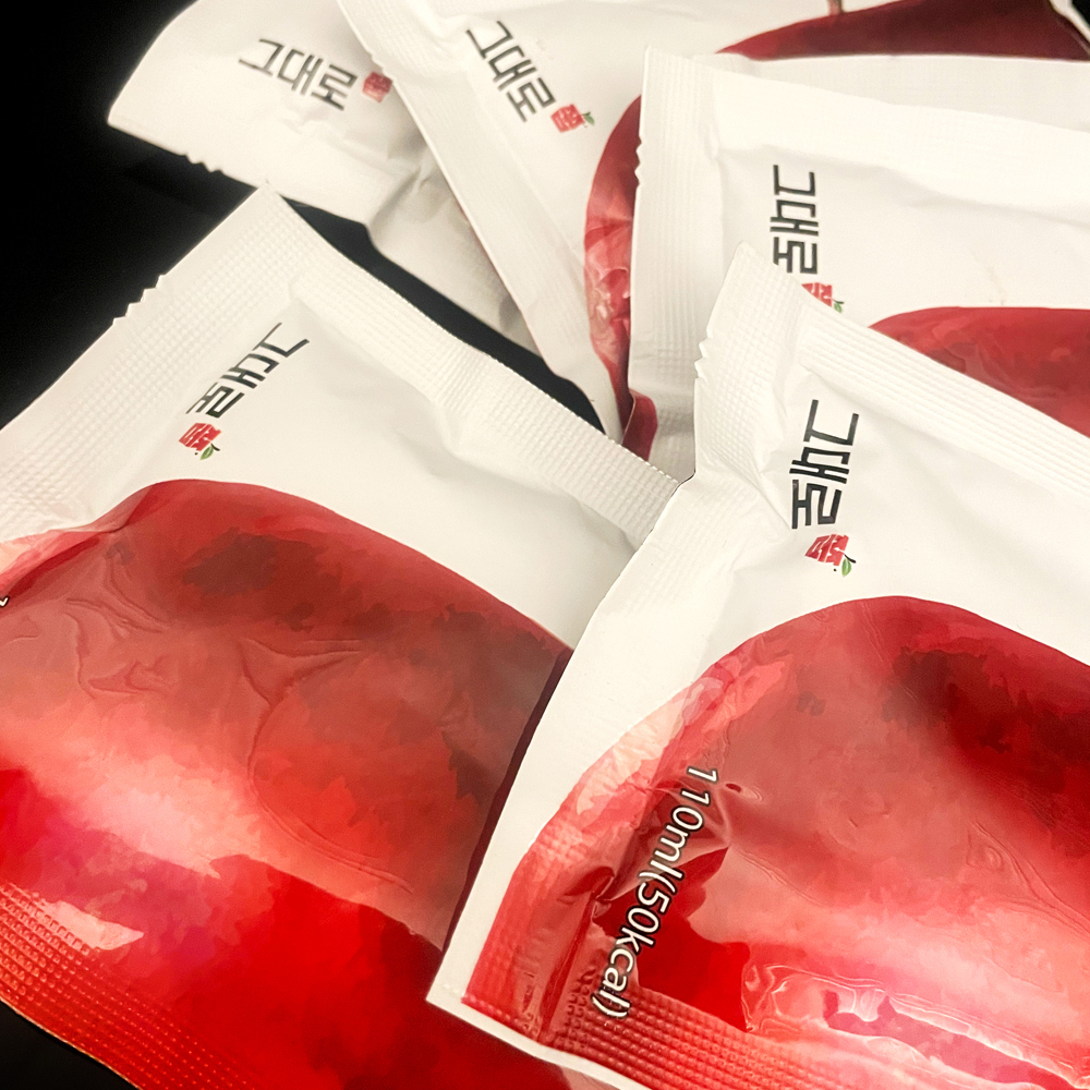 (NEW) 그대로 쭙 국산 사과즙 원물 100% NFC착즙 일반파우치 실속형 패키징 110ml 90포