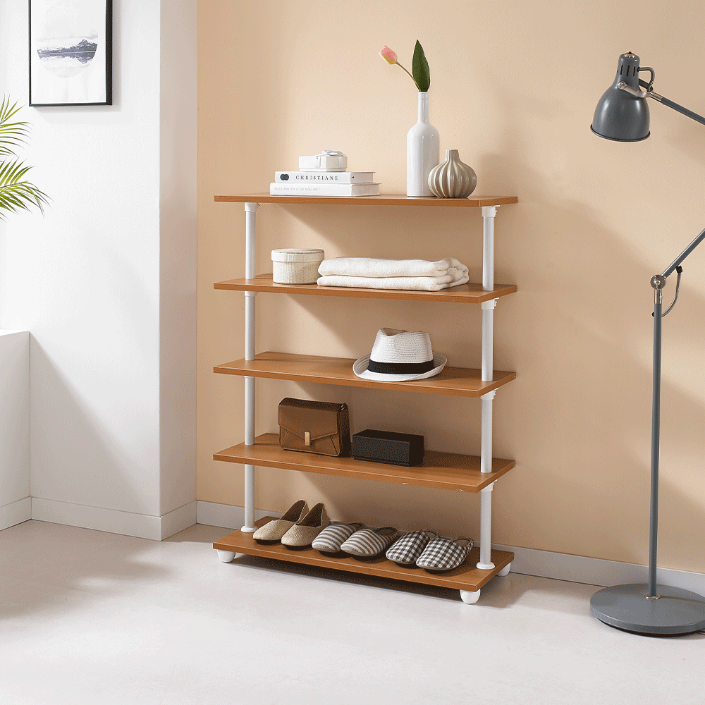 EASYON 이지온 국민튼튼 원목 인테리어 선반 수납장 WESW 다용도 800x300x1000mm, 5단, 체리 - 상품 이미지