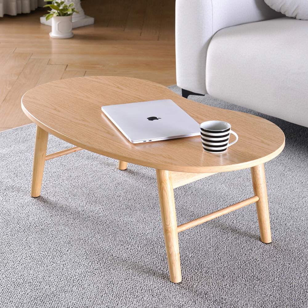 원목 접이식 좌식 테이블 거실 소파 좌탁 밥상 900x500mm, 내추럴
