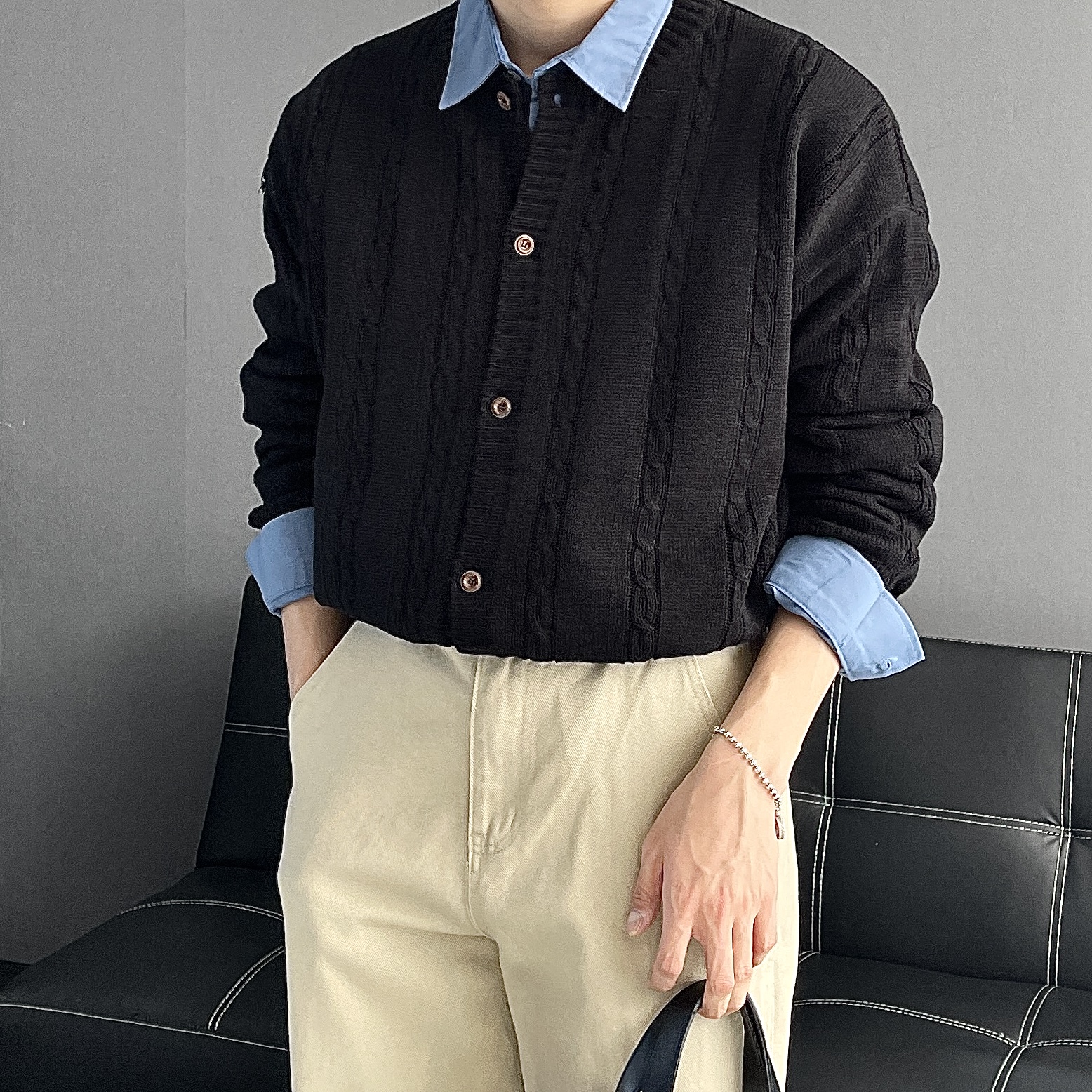 남자라운드가디건 남자오버핏가디건 이미지 7