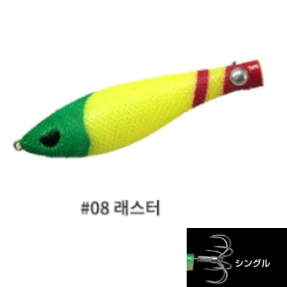 대원낚시 칸지 타쿤 타코 수평 문어 채비 왕눈이 삼바리 에기 슷테 싱글 훅 그린옐로우 - 메인 이미지