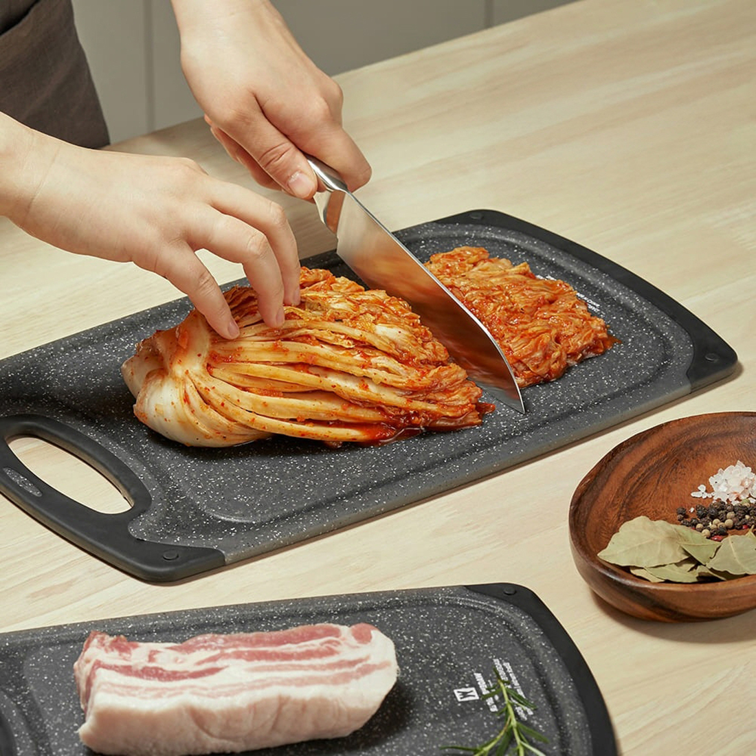 착색없는 논슬립 블랙 도마 바겐슈타이거 주방 캠핑 도마 3size - 상세 이미지 3