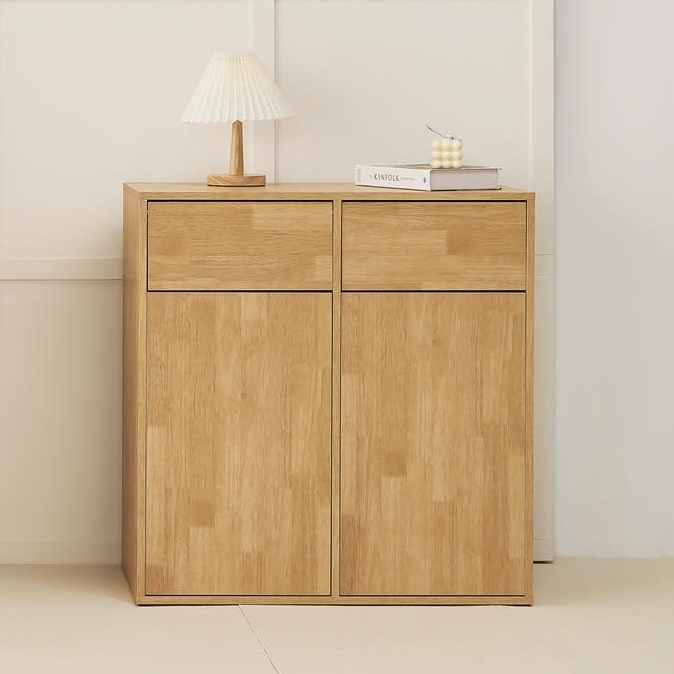 탕비실 정수기 커피머신 받침대 분리수거장 휴지통 773x400x800mm, 2단, 우드 - 상품 이미지
