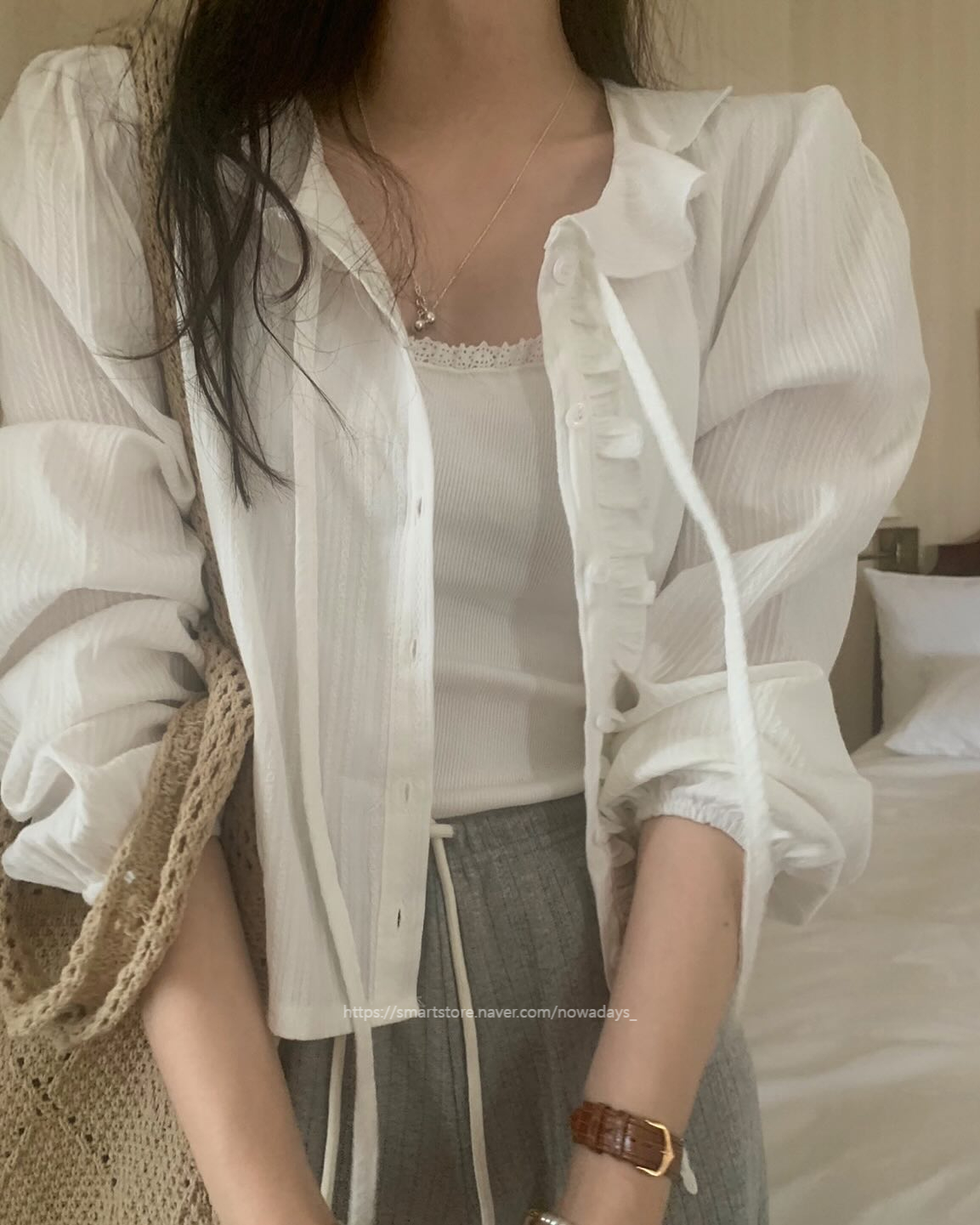 pyt 프리티영띵 펀칭 밴딩 팬츠 밴딩 일자 데일리 바지 (2col) 상세 이미지 16