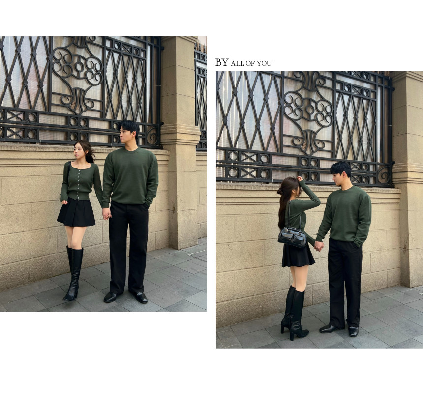 올오브유 [올오브유] 올데이 스퀘어 가디건 & 라운드 니트 커플시밀러룩