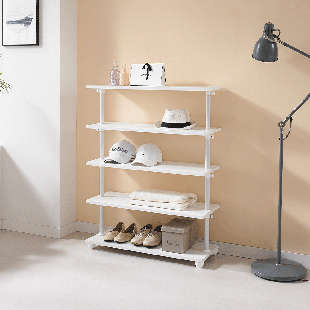 EASYON 이지온 국민튼튼 원목 인테리어 선반 수납장 WESW 다용도 800x300x1000mm, 5단, 화이트 - 상품 이미지