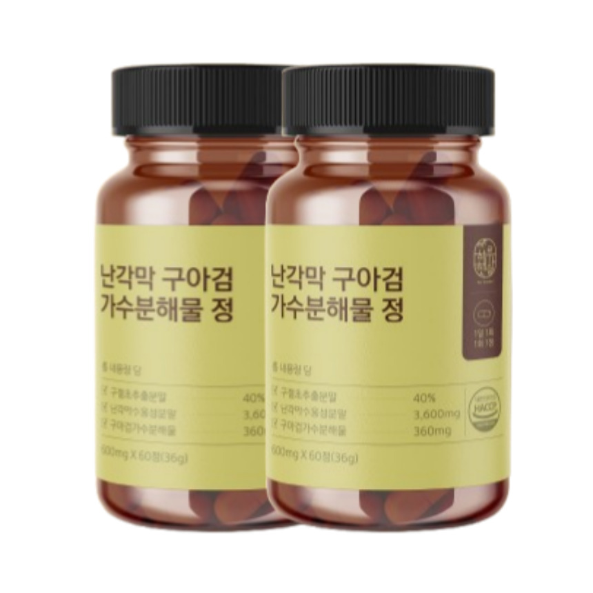 하루햇살 난각막 구아검 가수분해물 600mg x 60정 2통 4개월분 - 상품 이미지