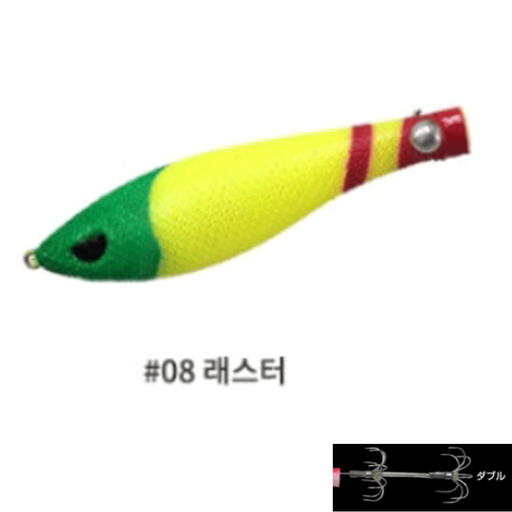 바다루어 칸지 타쿤 타코 수평 문어 채비 왕눈이 삼바리 에기 슷테 2단 훅 그린 골드, 10cm(4인치) - 메인 이미지