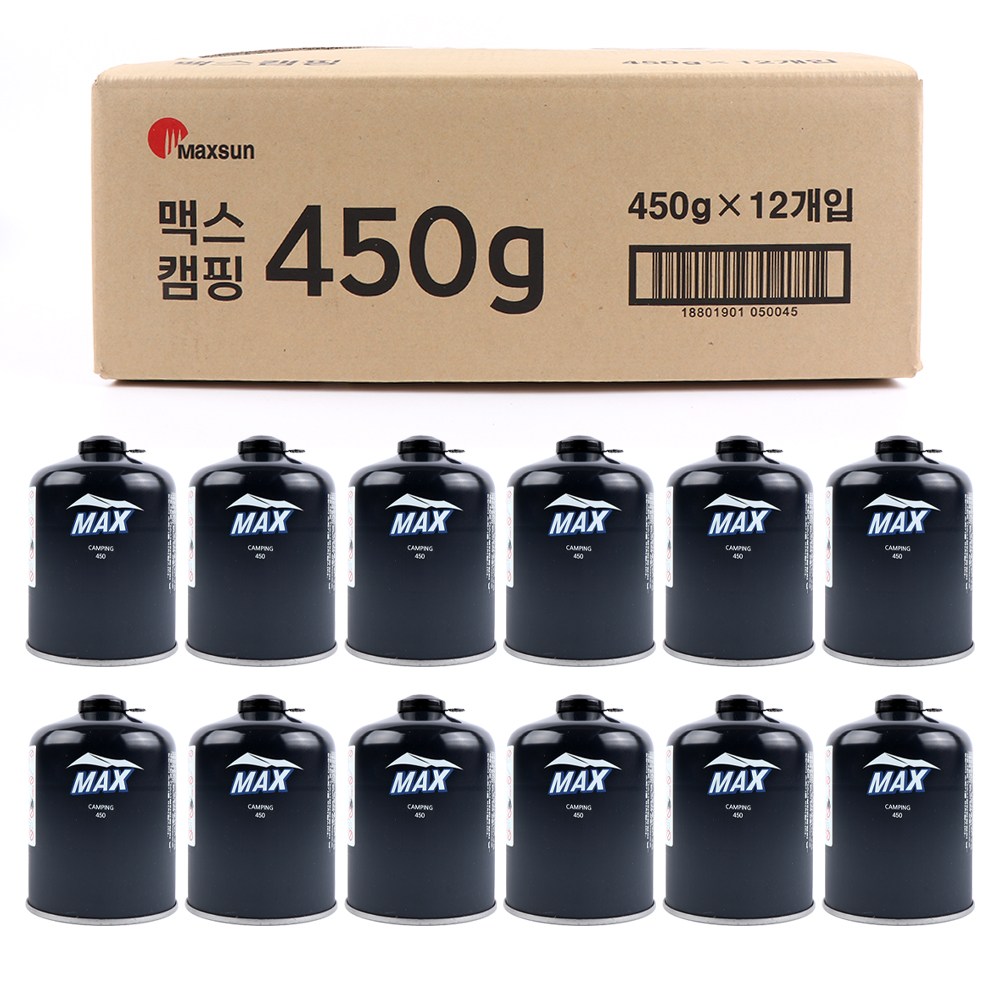 맥스 이소가스 450g 12개 1박스 캠핑 이소 부탄 가스