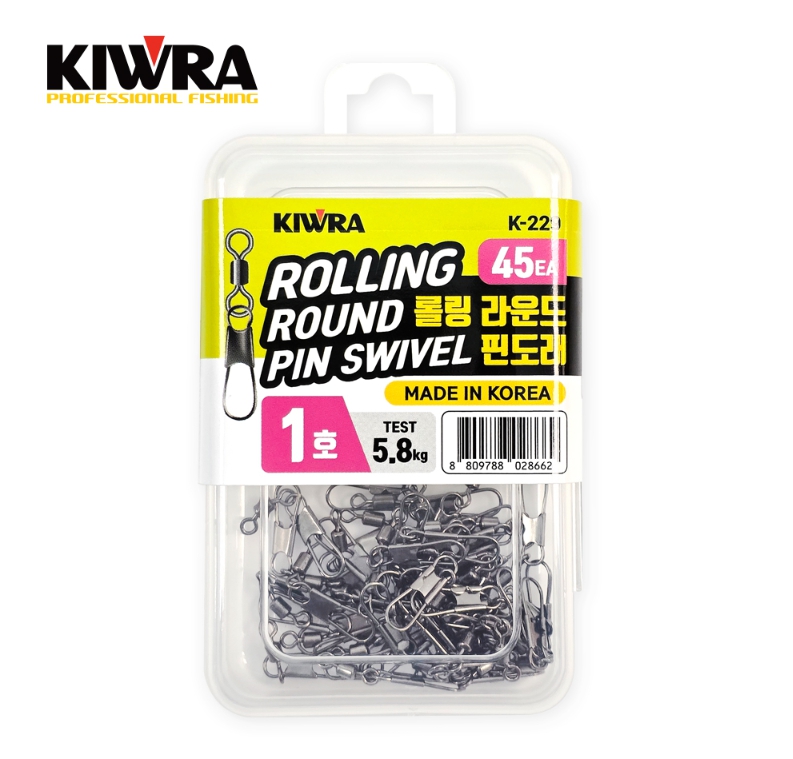 키우라 롤링 라운드 핀 스냅 회전 문어 채비 스위벨 벌크 도래