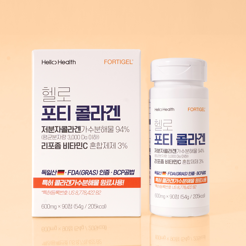 헬로 포티 콜라겐 연골관련특허소재 저분자 콜라겐 펩타이드 90정 BCP 독일 젤리타 포티젤 - 상품 이미지