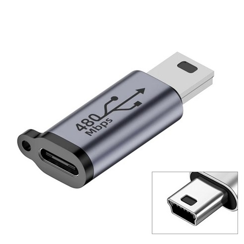 C to 미니5핀 젠더 C타입 USB 2.0 Mini 480Mbps 데이터전송 - 상품 이미지