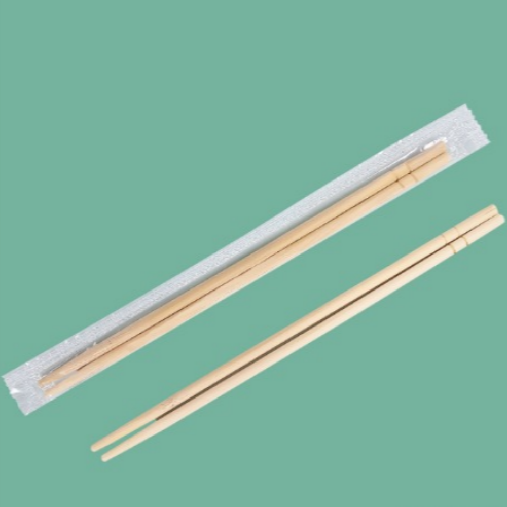 고급 일회용 둥근 대나무 비닐포장 나무젓가락 100개입 개별포장 20cm - 메인 이미지
