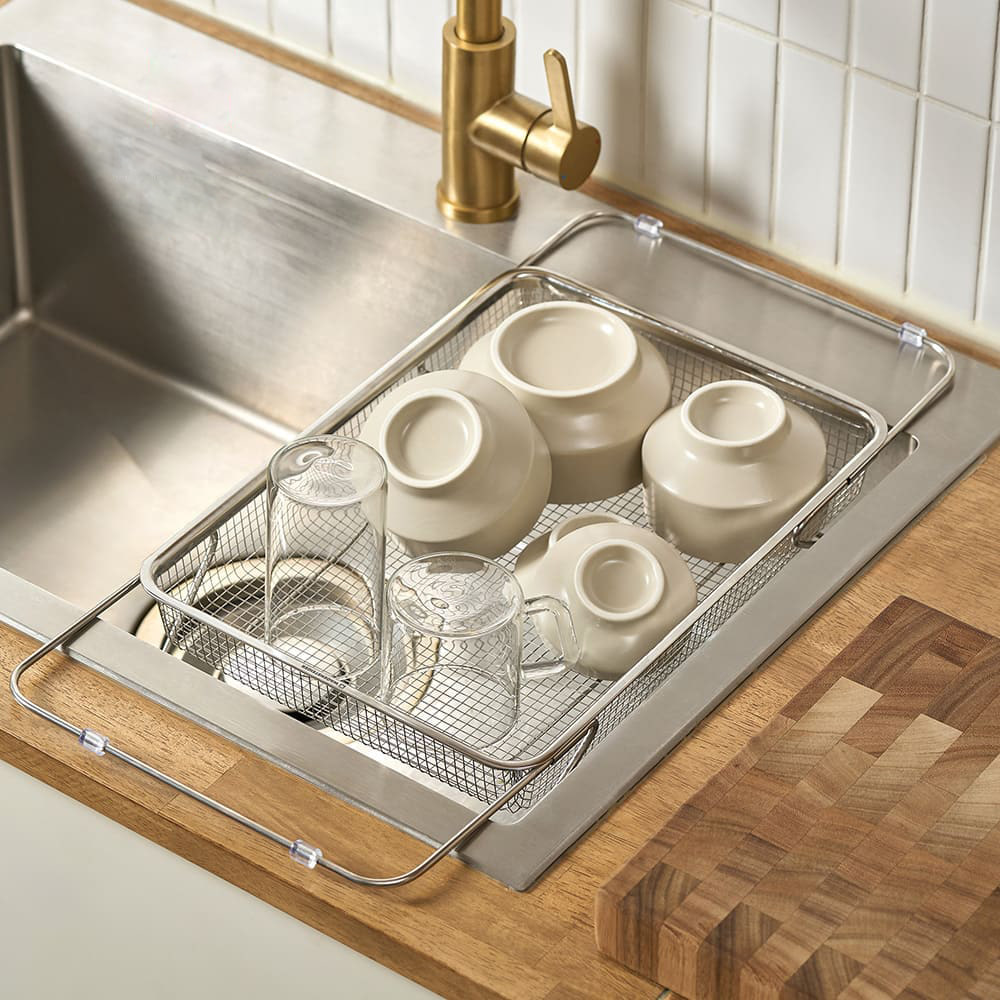 바겐슈타이거 슬라이드 싱크플레이트 펀칭 스텐 식기건조대 바스켓