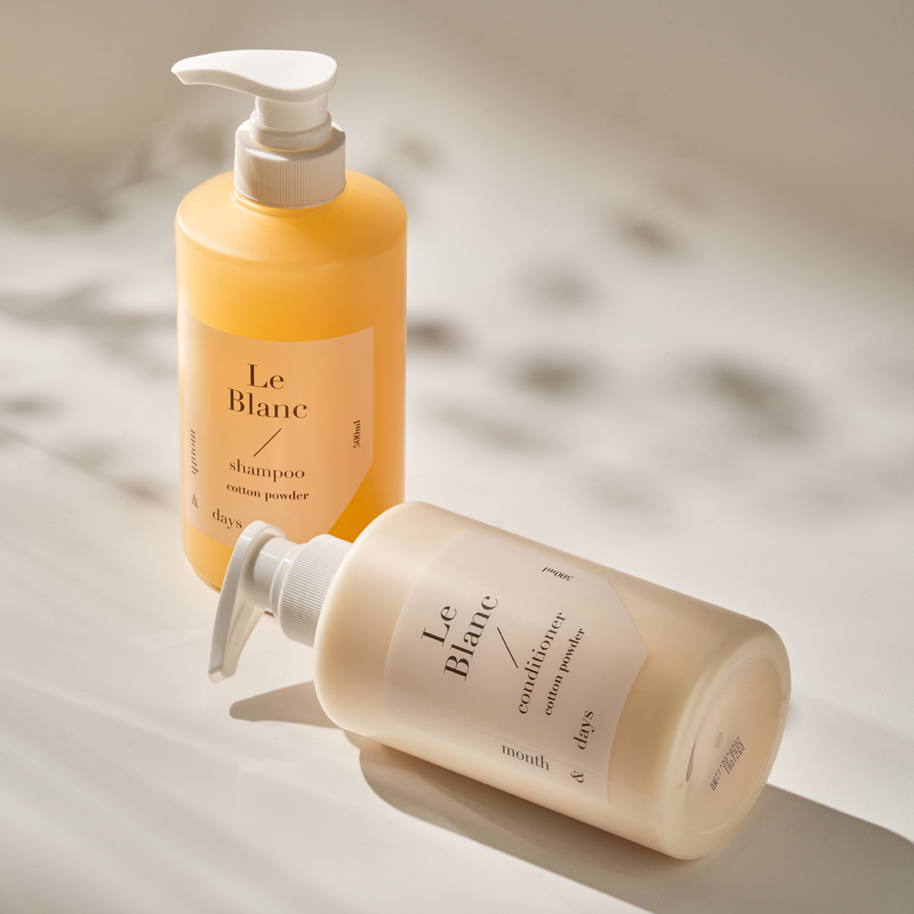 [헤어 SET] 먼스앤데이즈 퍼퓸케어 샴푸 500ml+컨디셔너 500ml 2종, 르 블랑(베이비파우더향) - 상세 이미지 2