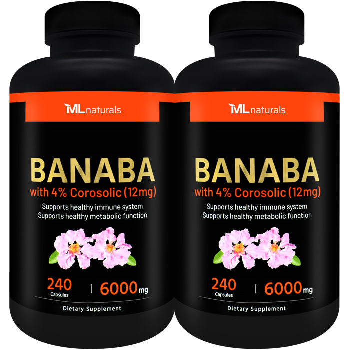 [미국배송] 마이라이프 내추럴스 퓨어 바나바 6000mg 코로솔산 4% 240캡슐, 2개 - 상품 이미지
