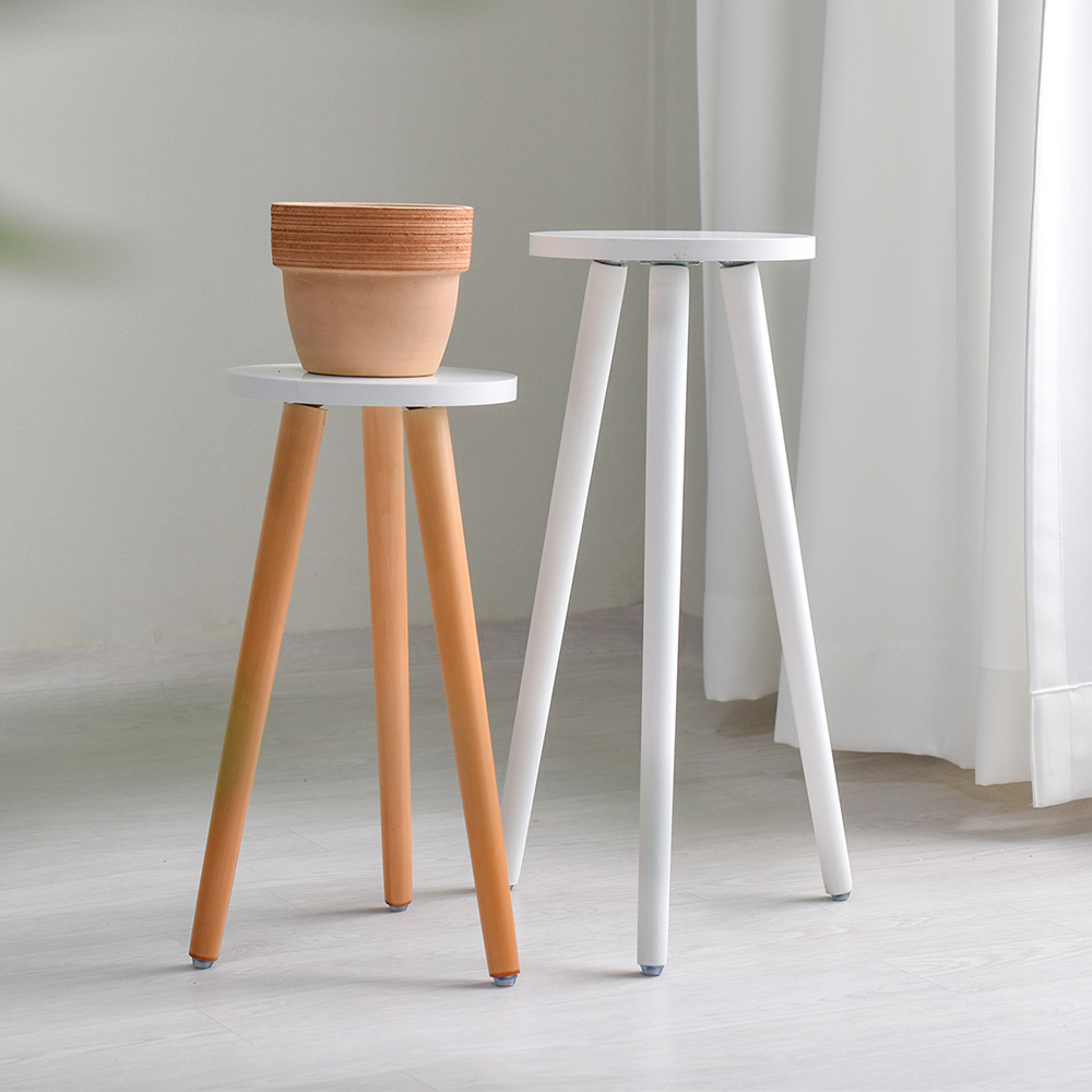 화분받침대 거치대 선반 정리대 스탠드 화이트 원형 진열대(우드) 1호 제품 이미지