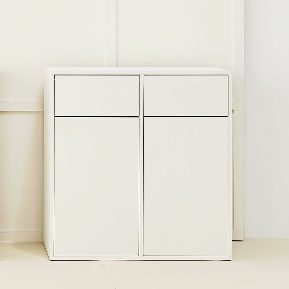탕비실 정수기 커피머신 받침대 분리수거장 휴지통 773x400x800mm, 2단, 화이트 - 상품 이미지