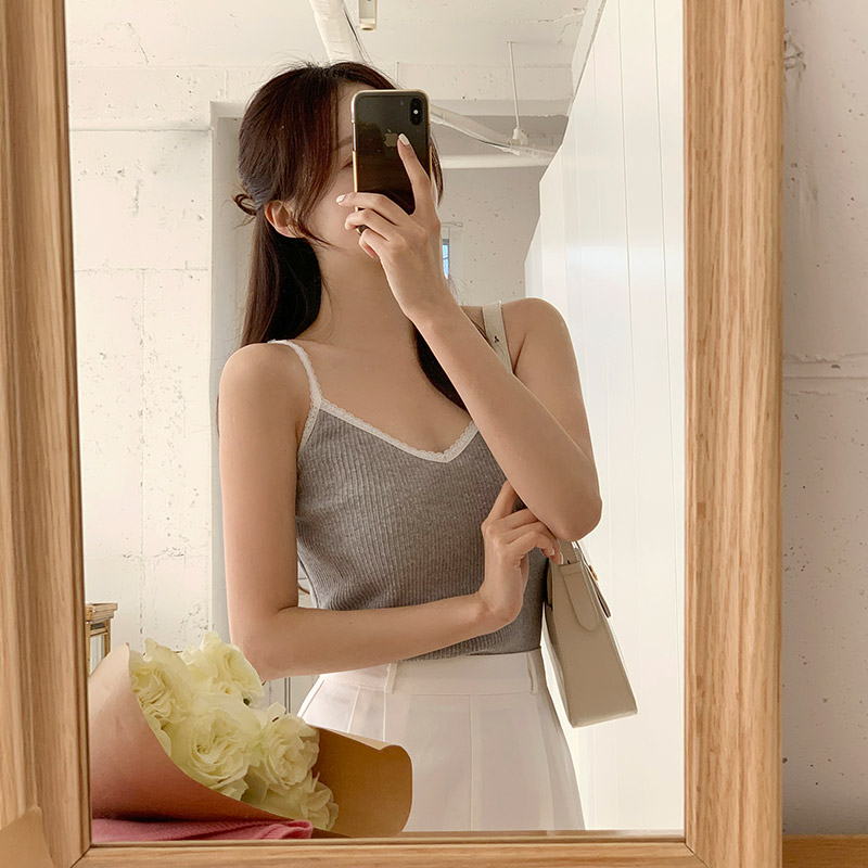 소네아 브이넥 골지 레이스 나시 ts4333 - 상세 이미지 2